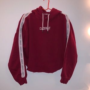 Clickbait Cropped Hoodie - Red - Size Large